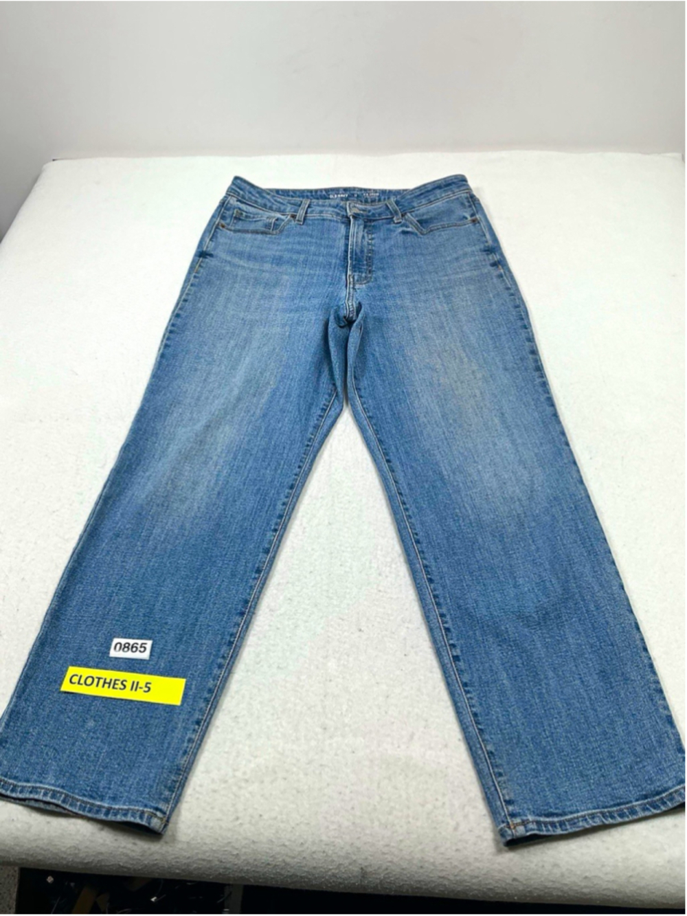 Woman’s Old Navy OG Loose High Rise Straight Stretch Medium Wash Blue Jeans 12
